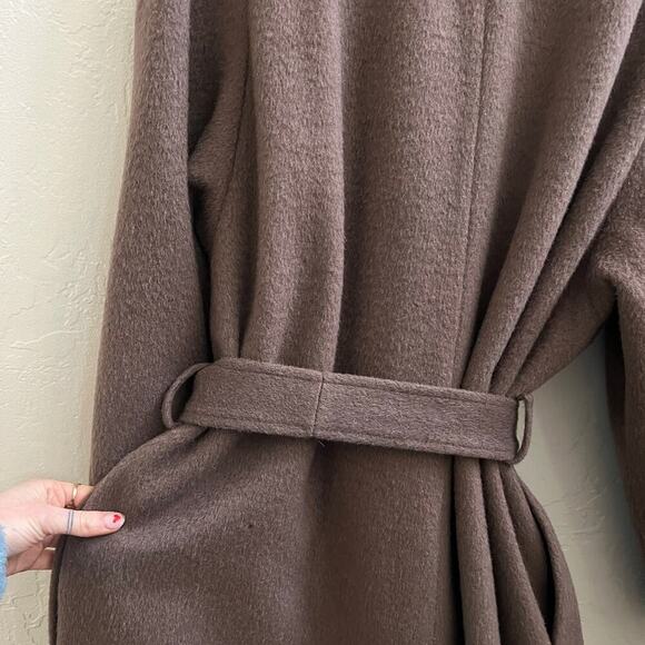 Vintage 1980's Taupe Wool Mohair Oversized Belted Trench Coat - Picture 12 of 12